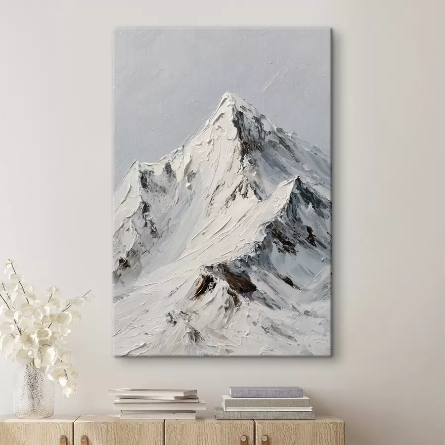 Fototapetes Sniega klātie kalni impasto tehnikā s49461