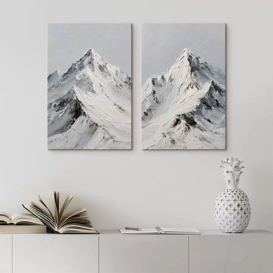 Fototapetes Sniega klātie kalni impasto tehnikā m30589