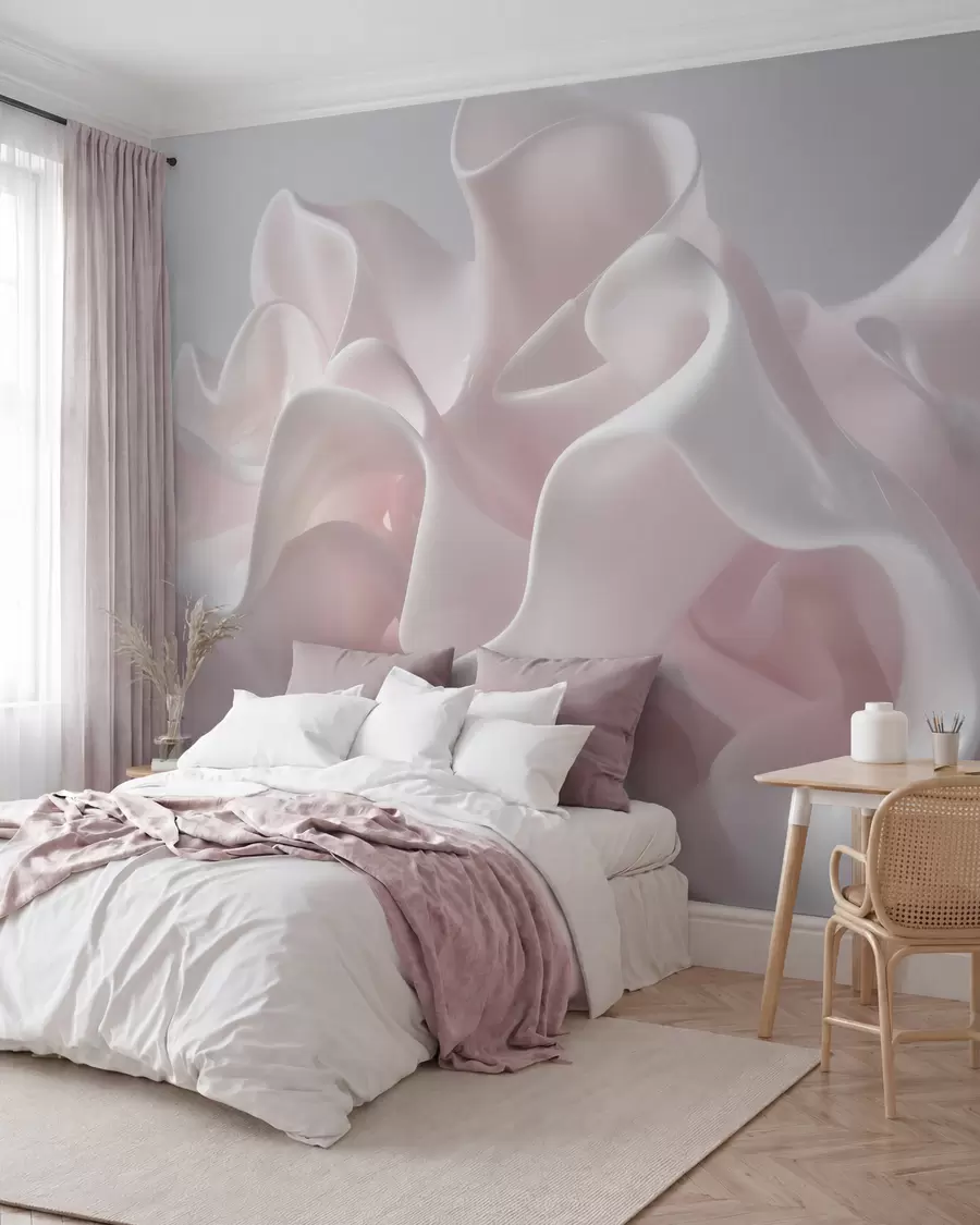 Fototapetes Zīda viļņi pērļaini rozā w09858