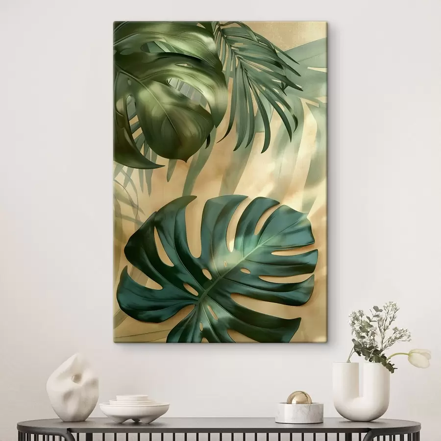 Fototapetes Monstera un tropu augu lapas s49552