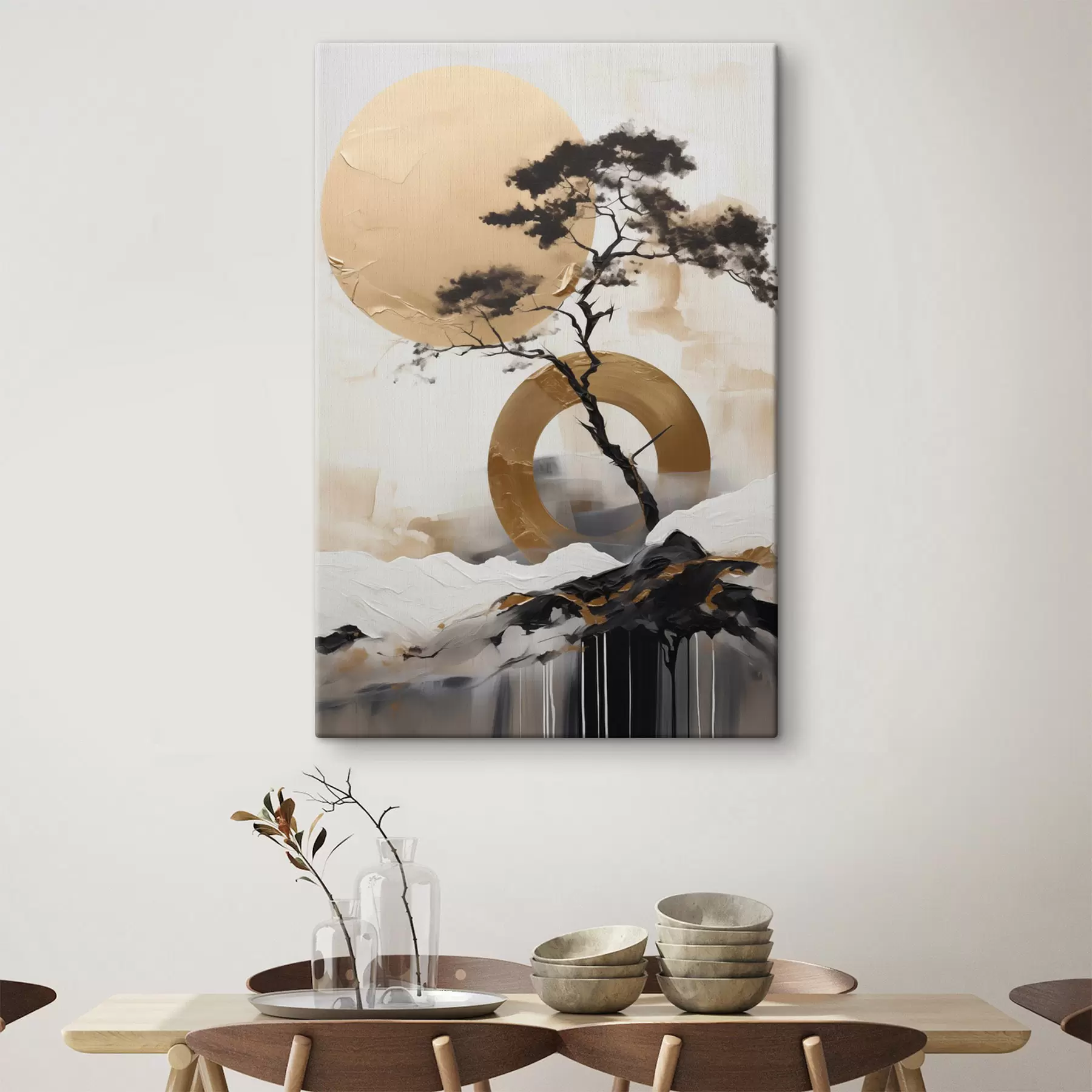 Glezna Dekoratīvs bonsai koks, abstraktās mākslas glezna s49786