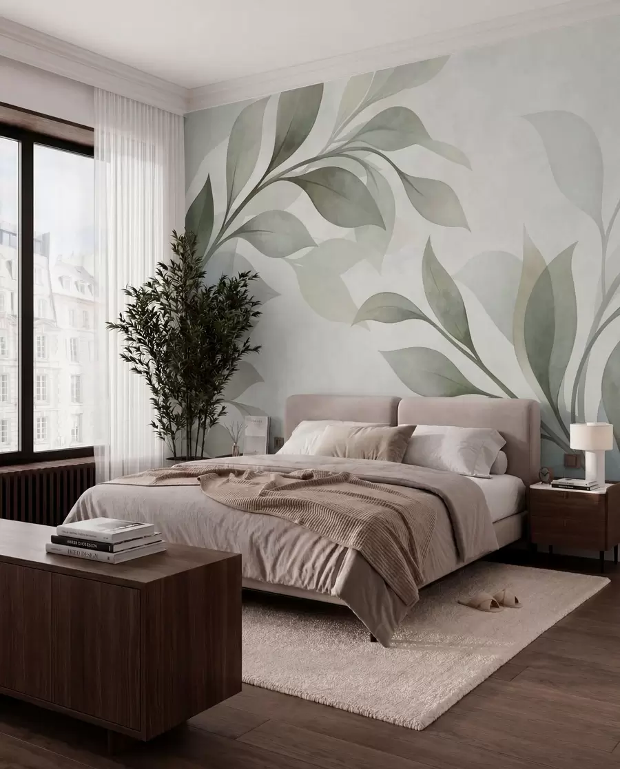 Fototapetes Lielas zilzaļas lapas w05693