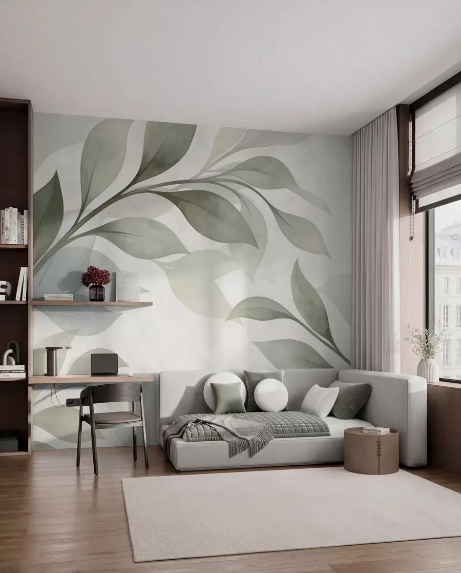 Fototapetes Lielas zilzaļas lapas w05693