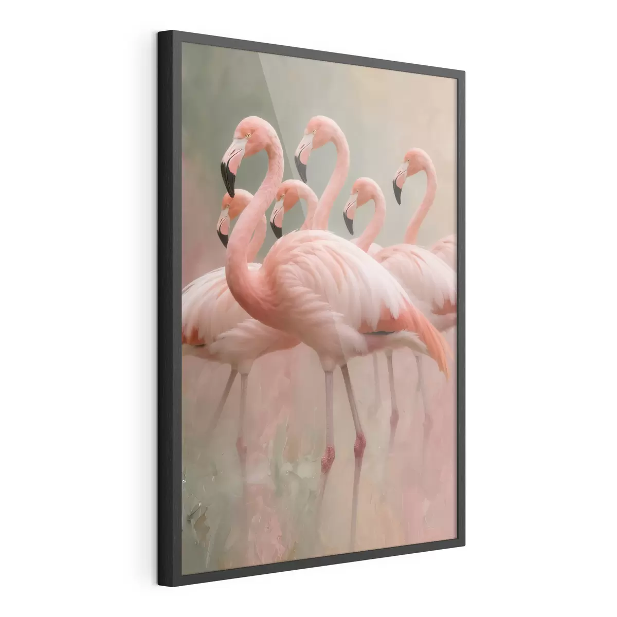 Plakāts Dekoratīvs flamingo barības portrets mūsdienīgā glezniecības stilā f49727
