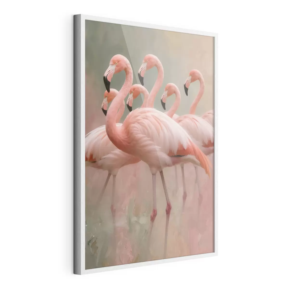 Plakāts Dekoratīvs flamingo barības portrets mūsdienīgā glezniecības stilā f49727
