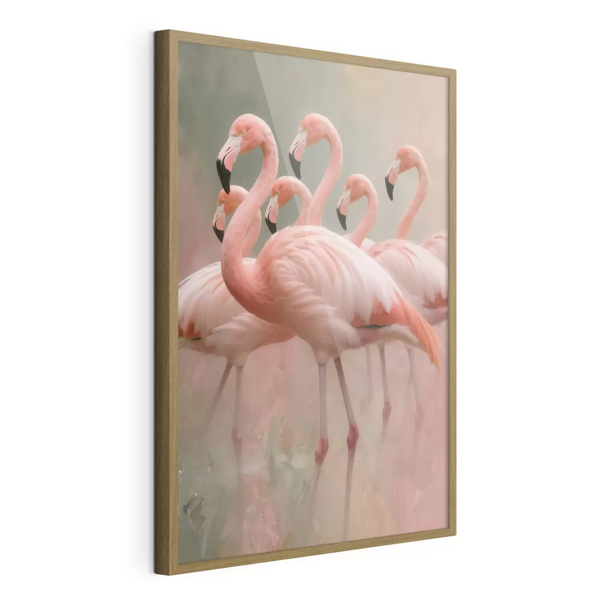 Plakāts Dekoratīvs flamingo barības portrets mūsdienīgā glezniecības stilā f49727