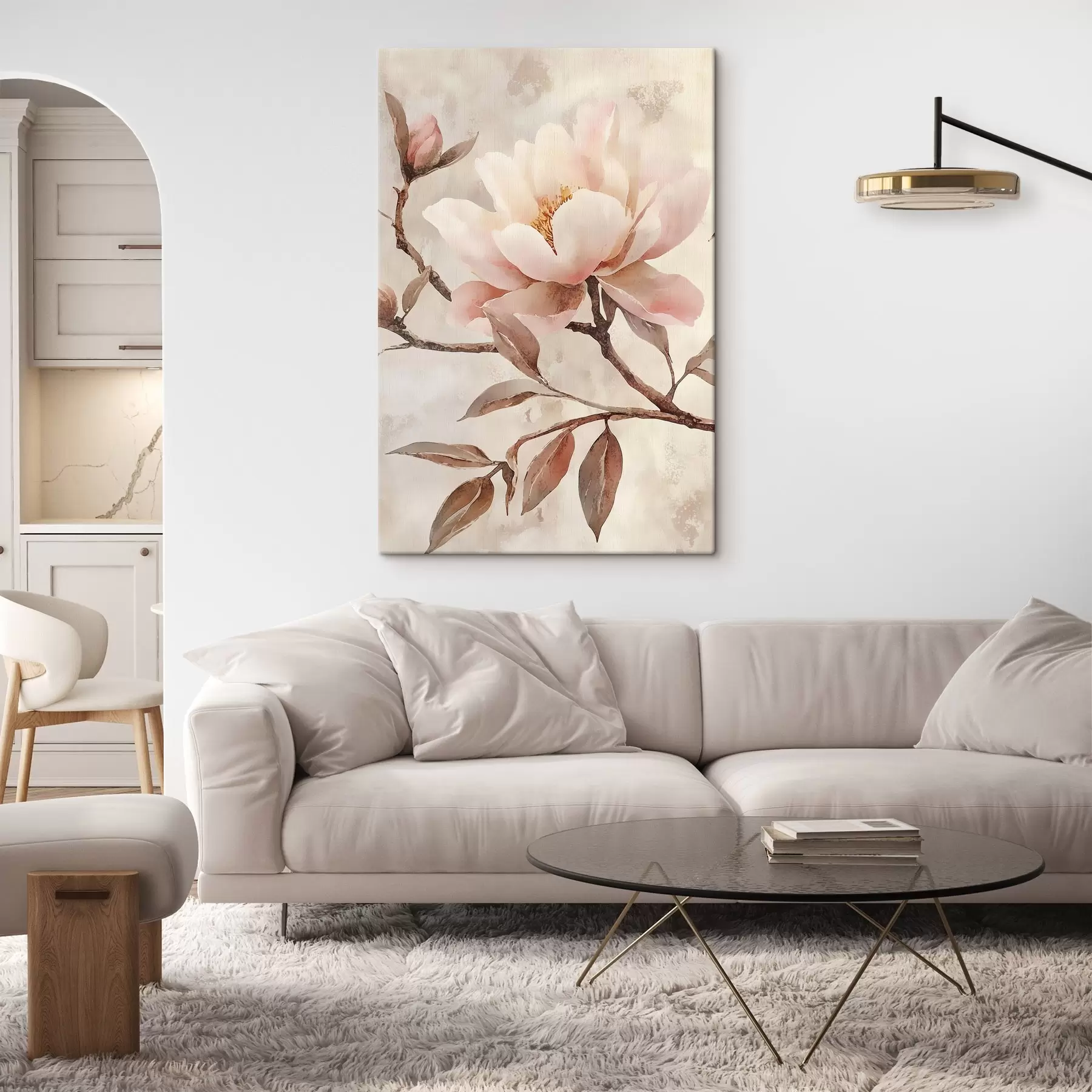 Glezna Zars ar peonijām un lapām s50292