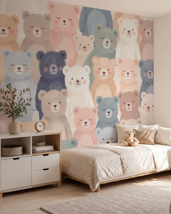 Tapetes Pastelkrāsu lācīši, Tapetes unikāls, w10010 : uwalls.lv