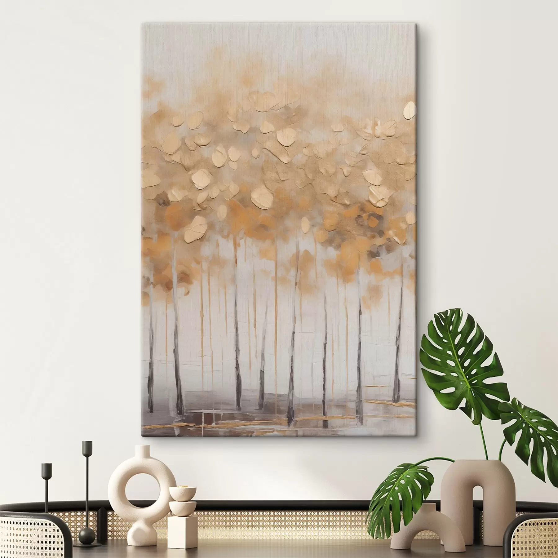 Glezna Rudens bērzs smilškrāsas toņos s50387