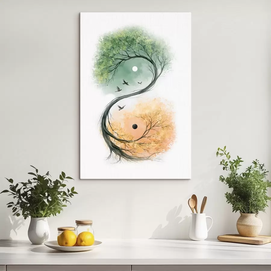 Glezna Koks, kas izliekts Yin-Yang simbolā s50482