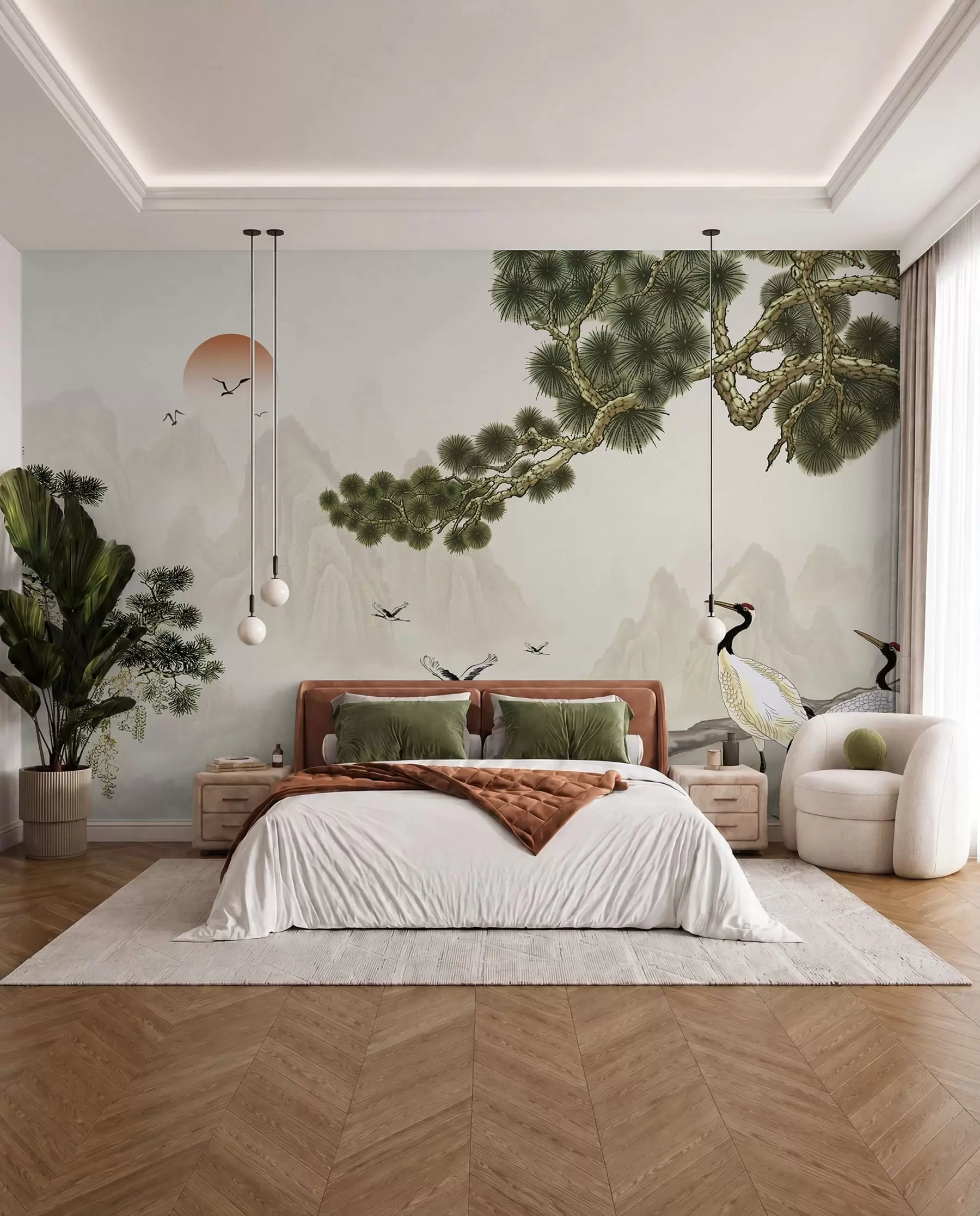 Fototapetes Putni zem priedēm u34508