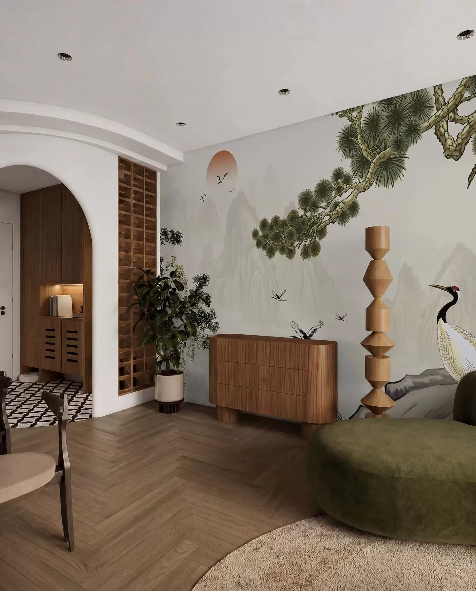 Fototapetes Putni zem priedēm u34508