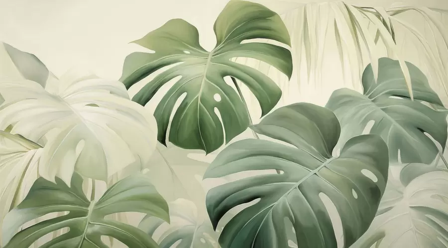 Fototapetes Monstera, palmu lapas w05909