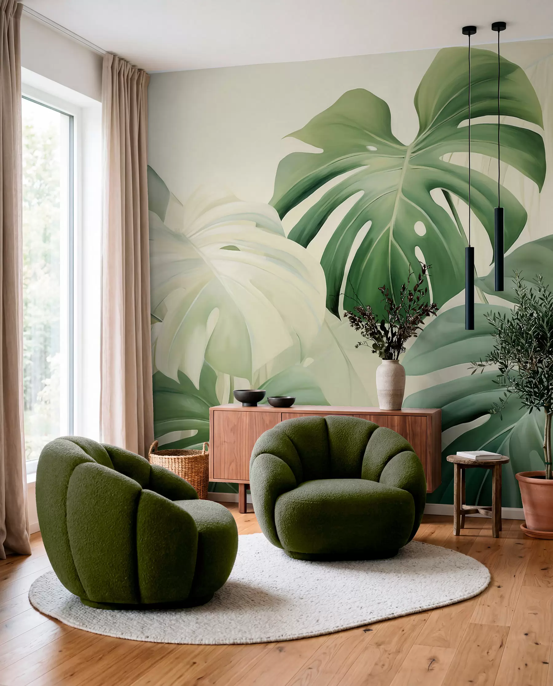 Fototapetes Monstera zaļos toņos w05909