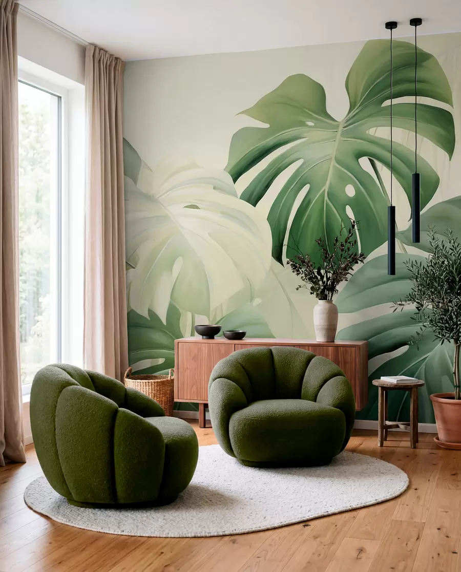Fototapetes Monstera zaļos toņos w05909