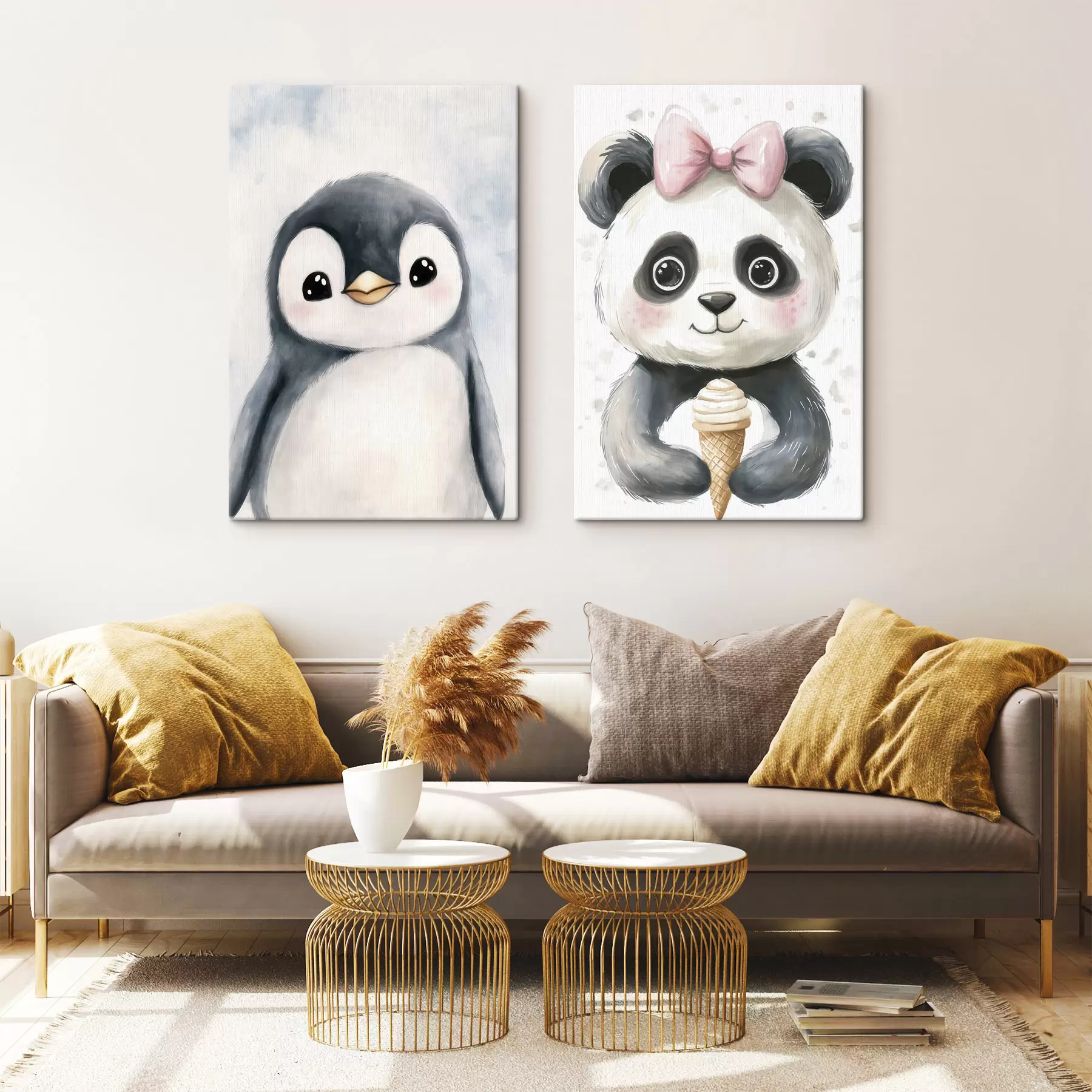 Glezna Pingvīns un panda ar saldējumu m31014