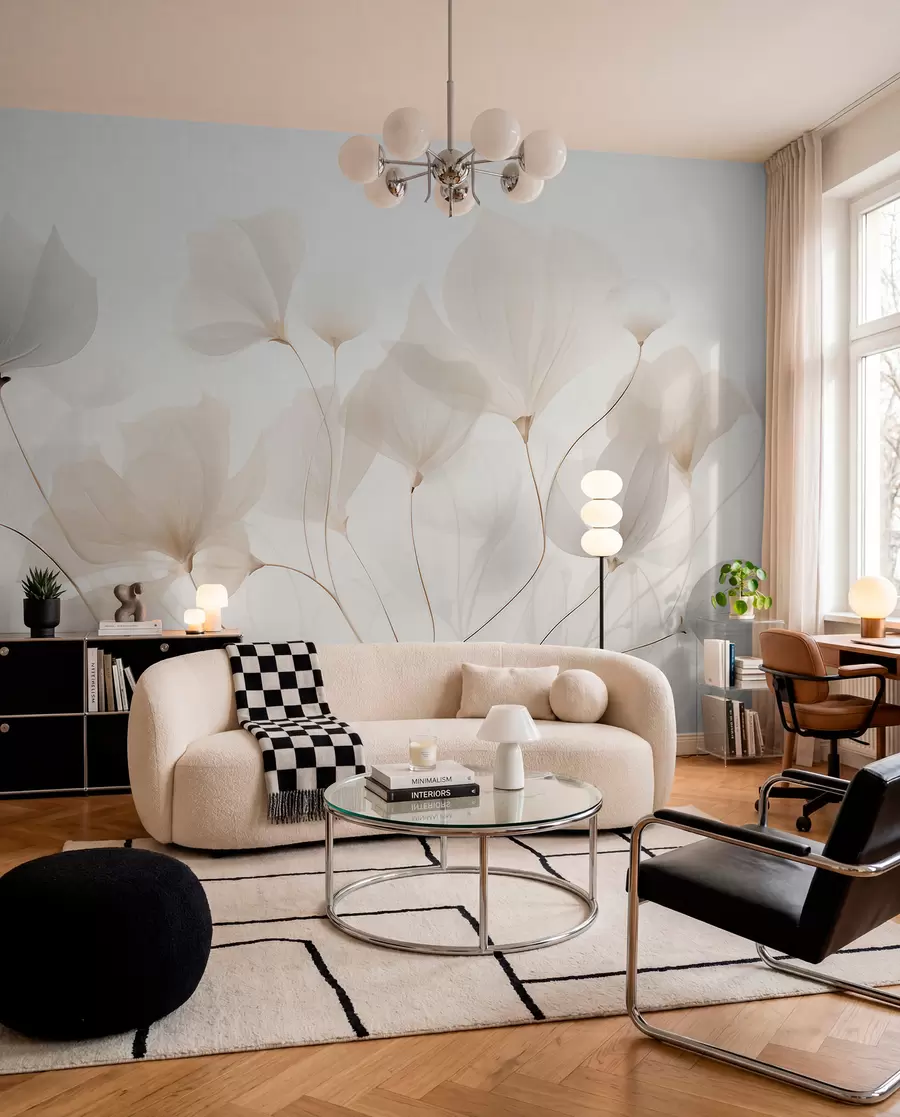 Fototapetes Ziedlapas vaniļas toņos w05293