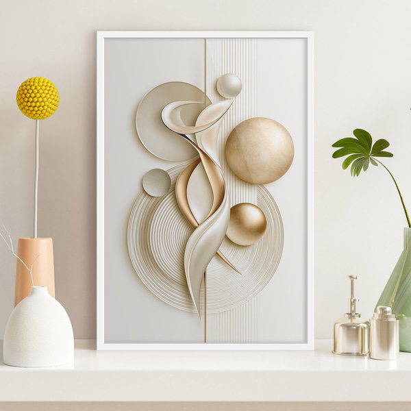 Plakāts Abstrakta figūra ar bumbiņām, Plakāti abstrakcija, f50860wh : Uwalls