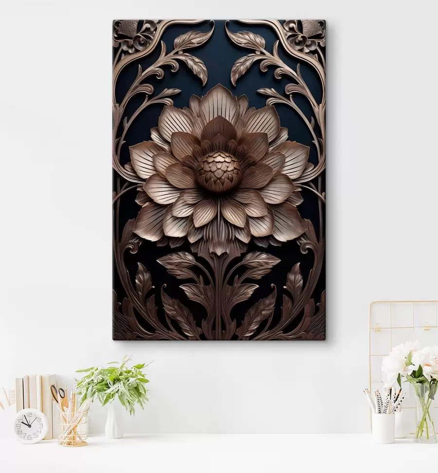 Glezna Izgrebtā monogramma ar 3D ziedu s50919