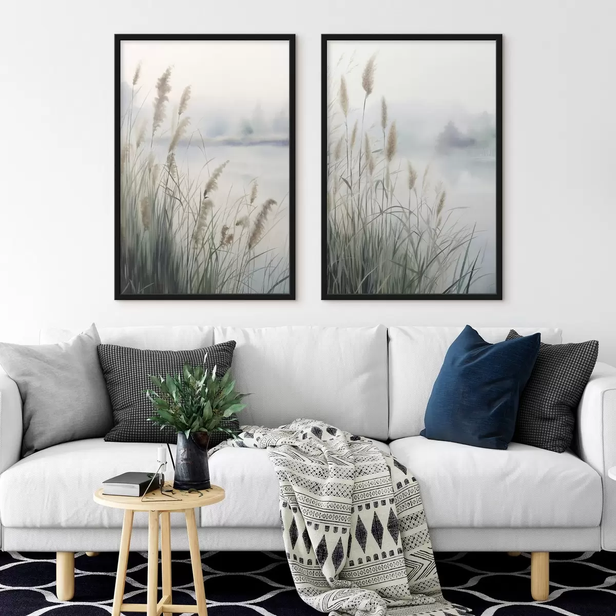 Plakāts Augsta, pūkaina pampas zāle, miglaina, faktūriem bagāta ainava d31048