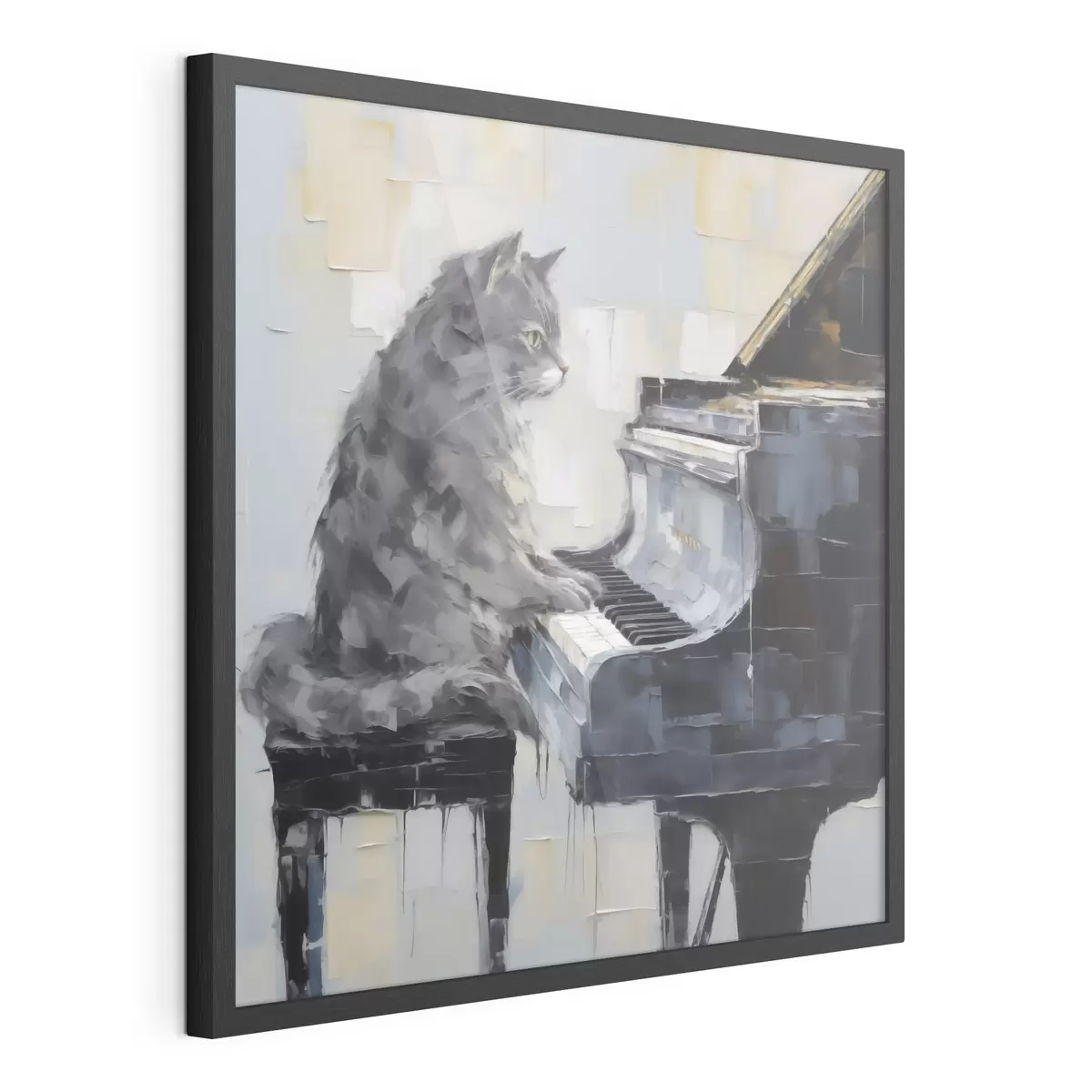 Plakāts Kaķis, kas spēlē flīģeli, imitēts glezniecības stils f50989