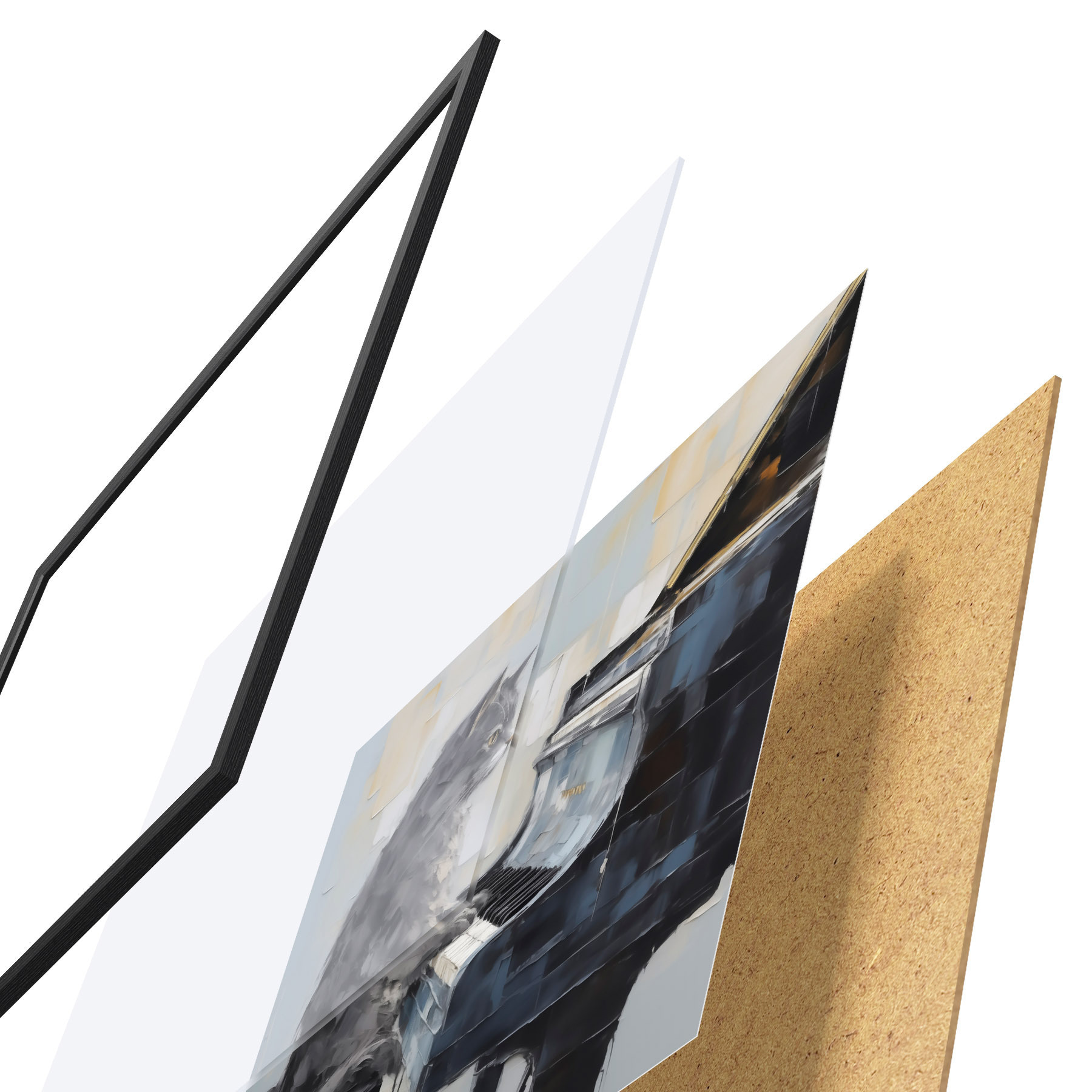 Plakāts Kaķis, kas spēlē flīģeli, imitēts glezniecības stils f50989