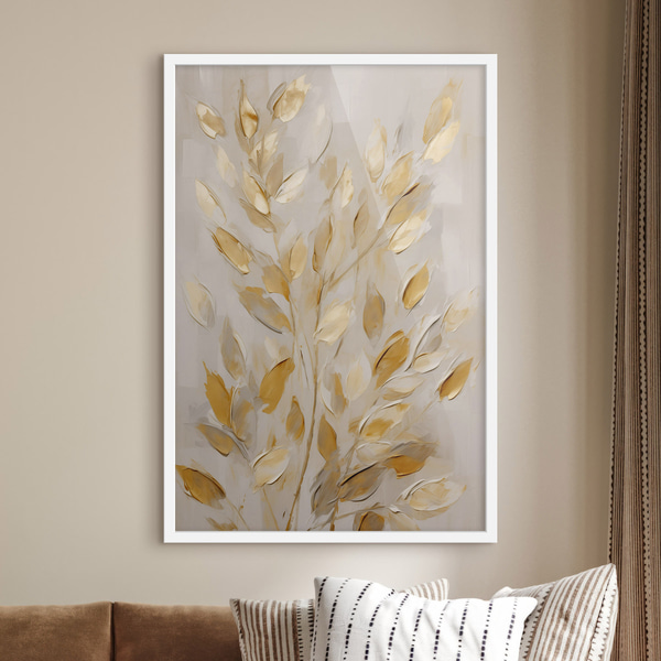 Plakāts Abstrakta lapotne, imitēta glezna, Plakāti buferi, f50994wh : Uwalls