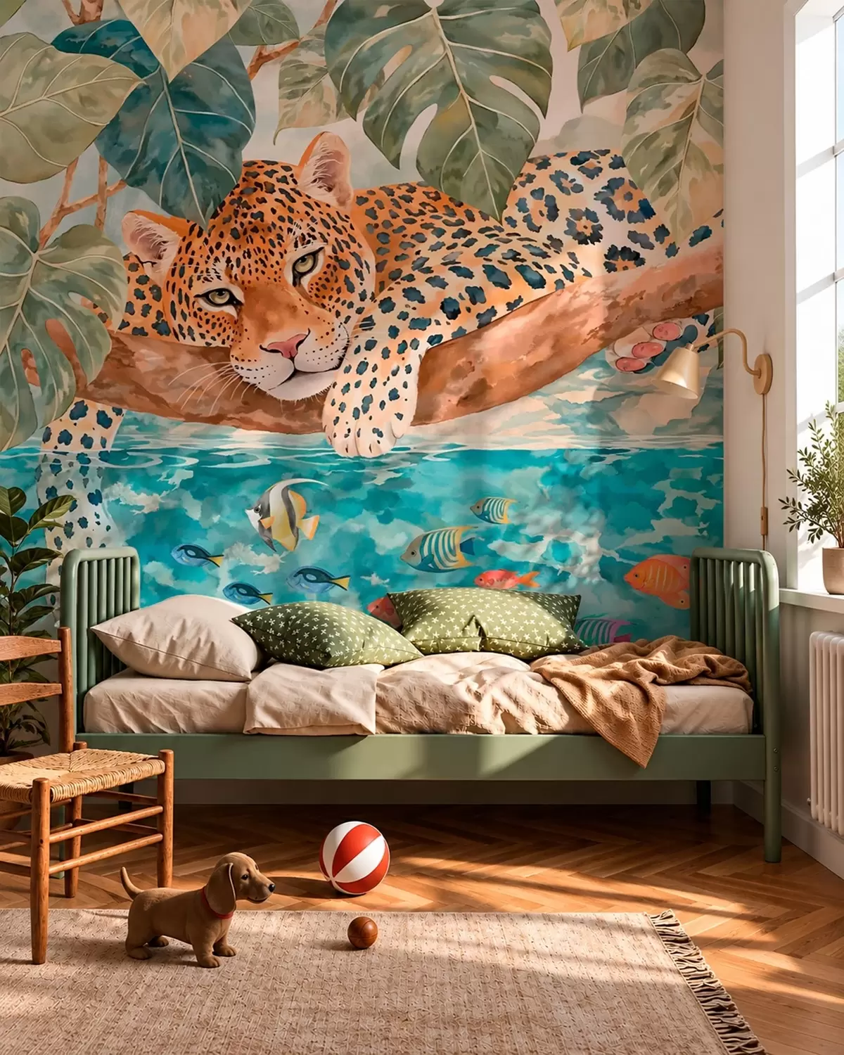 Fototapetes Leopards virs zila ūdens w05954