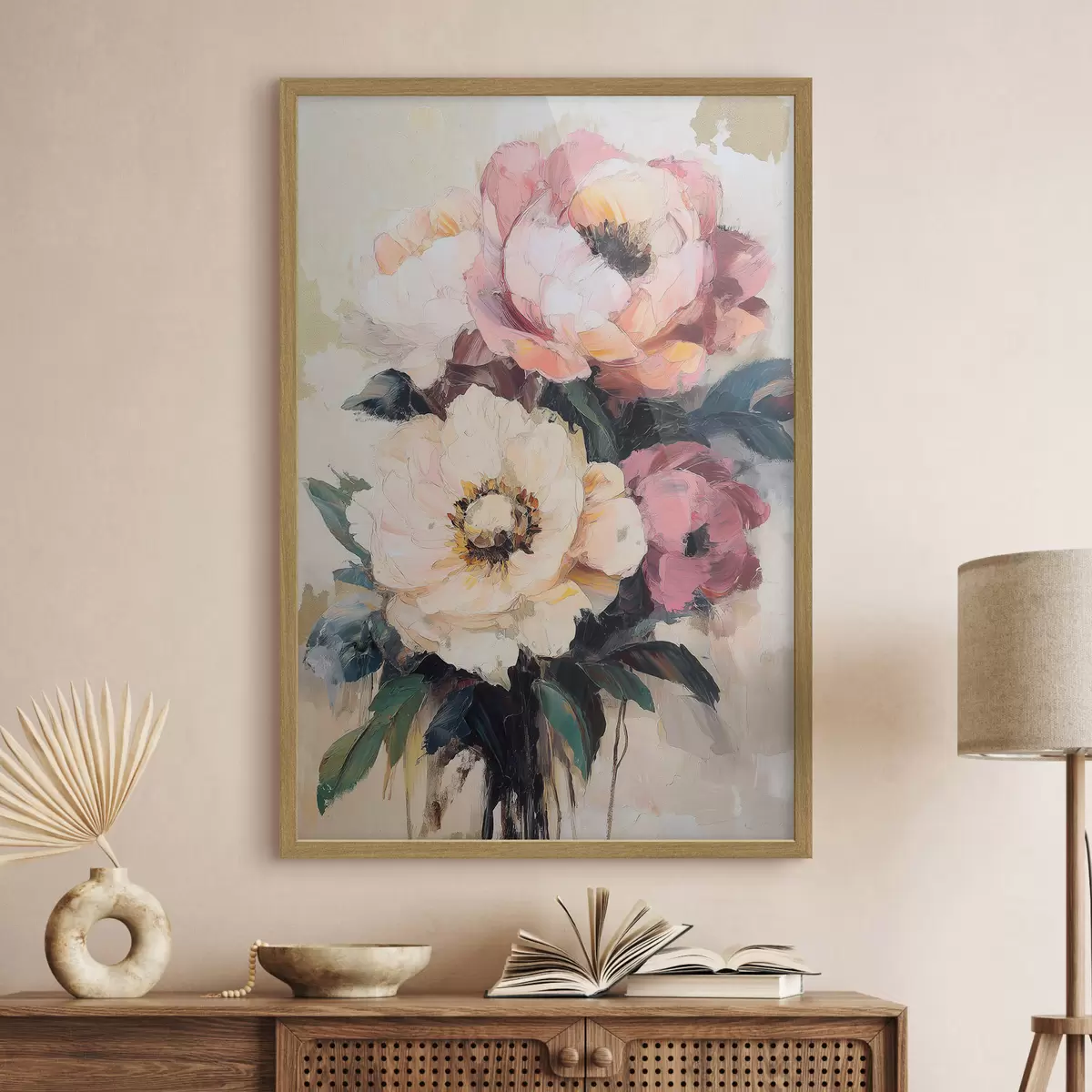 Plakāts Rozā un krēmkrāsas peonijas f51007