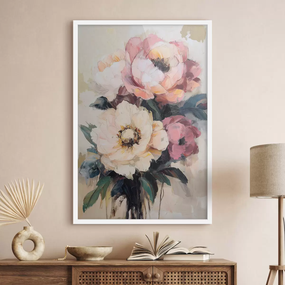 Plakāts Rozā un krēmkrāsas peonijas f51007