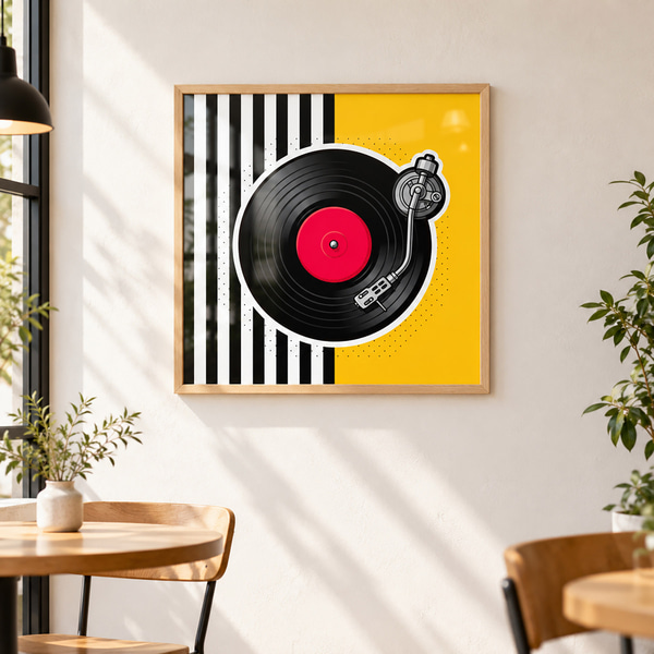 Plakāts Stilīgs vinilplašu atskaņotājs ar spilgtām krāsām, Plakāti mūzika, f50789wo : Uwalls