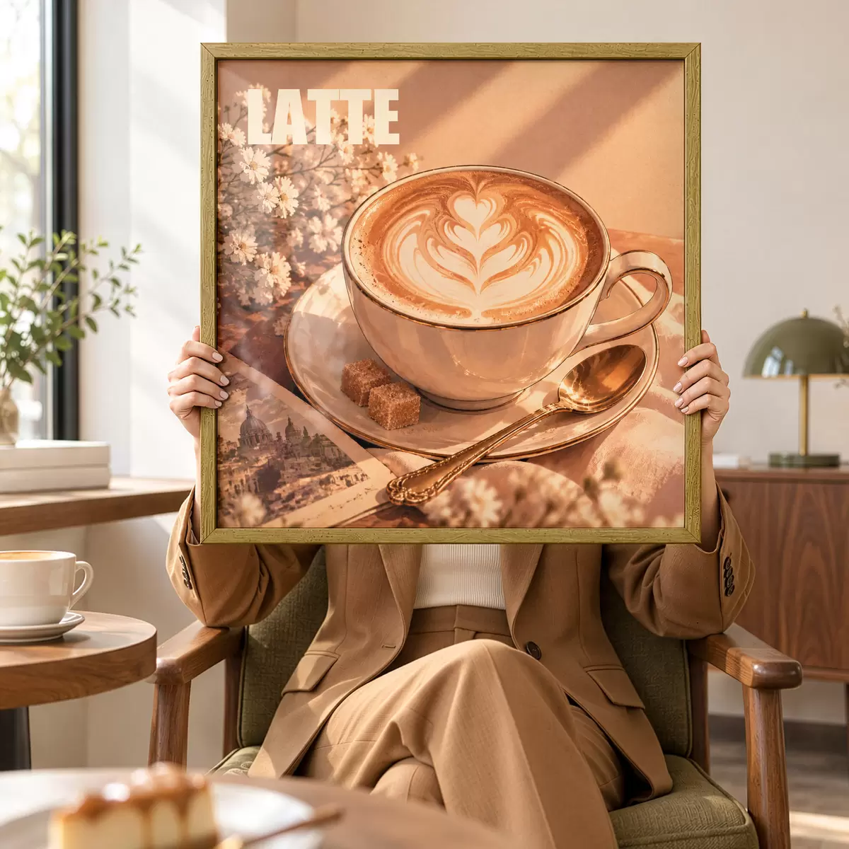 Plakāts Mākslinieciski pagatavots latte saules staros f50873
