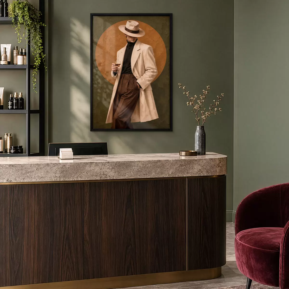 Plakāts Stilīga elegance ar dzērienu rokā f50885