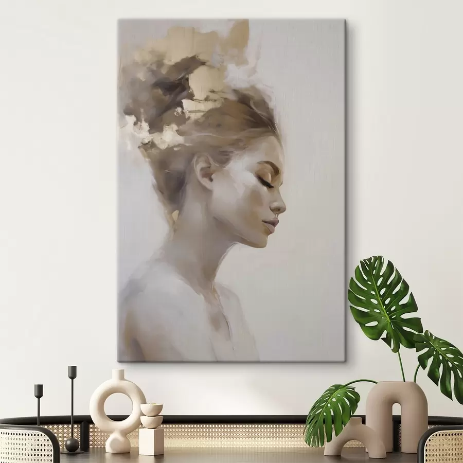 Glezna Jaunas sievietes profila portrets s51134