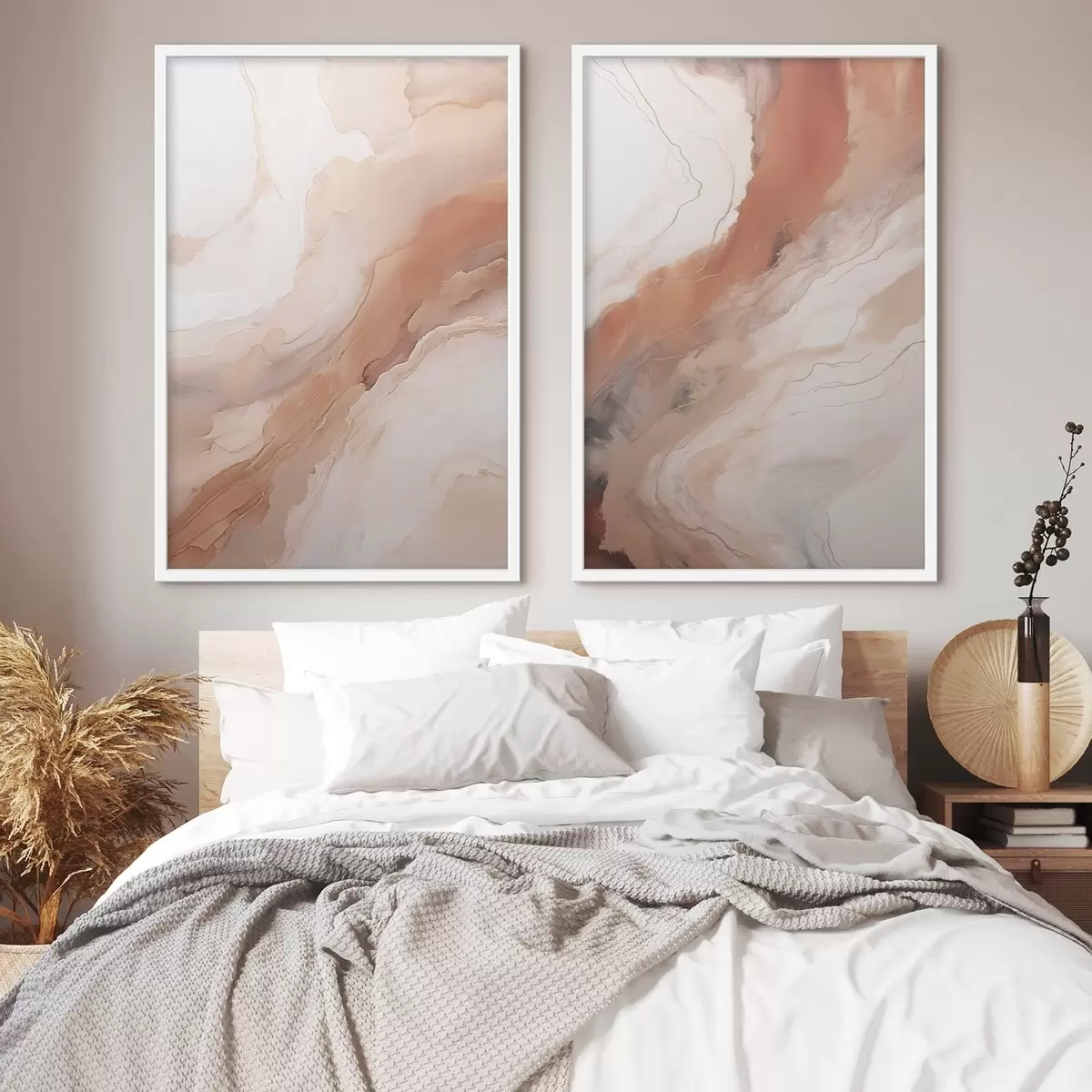 Plakāts Bēša un terakotas krāsas „Fluid Art“ slāņi d31089