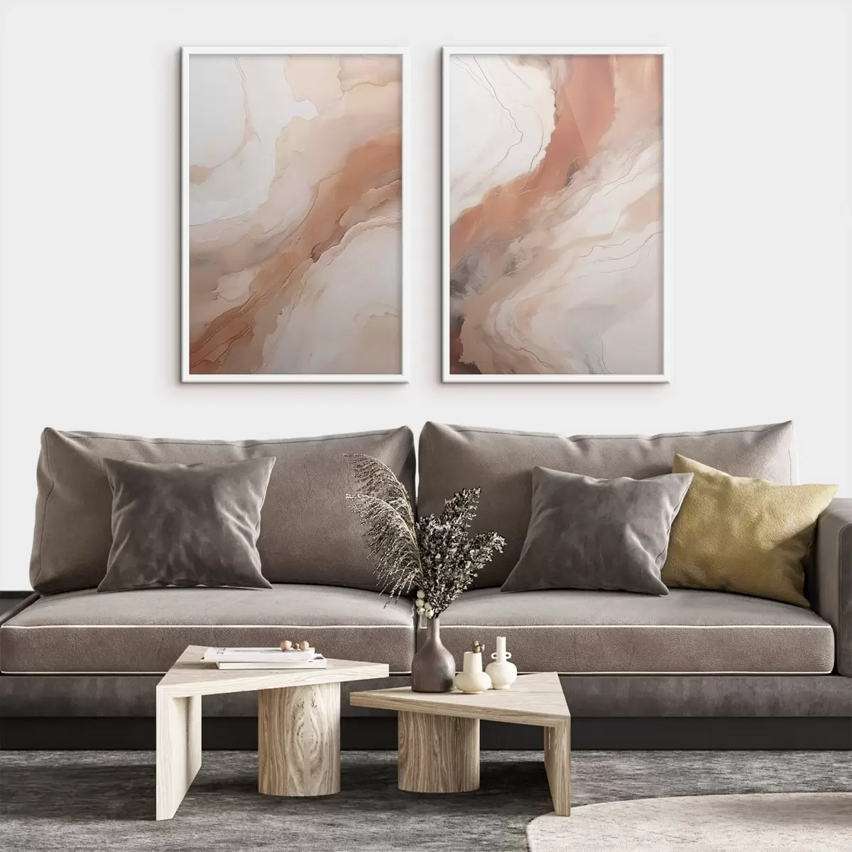 Plakāts Bēša un terakotas krāsas „Fluid Art“ slāņi d31089