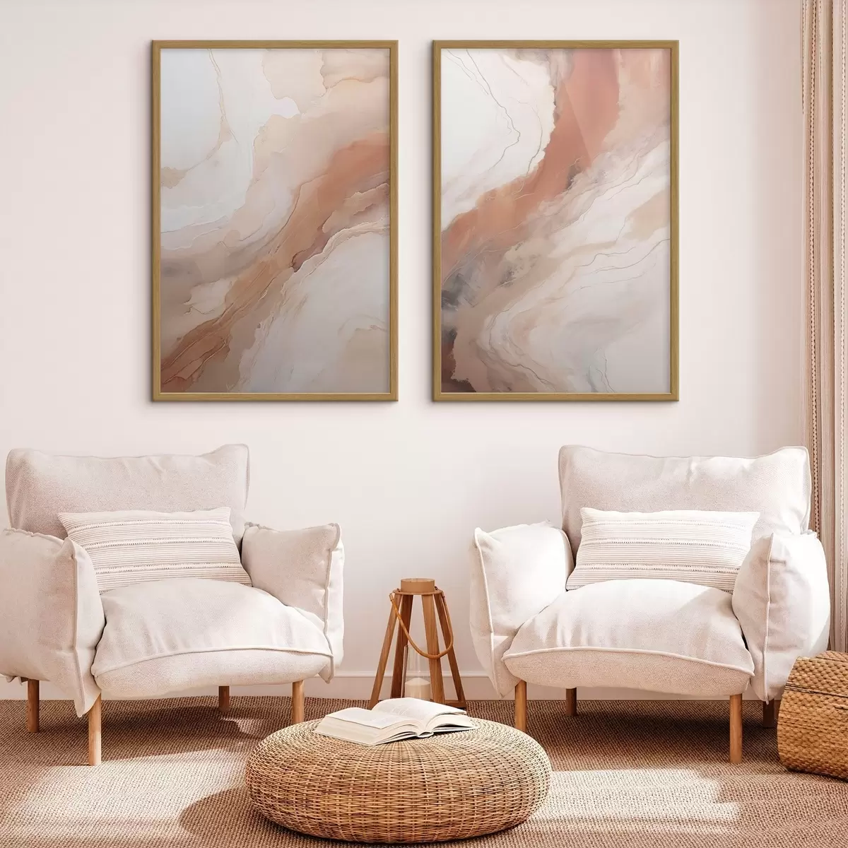 Plakāts Bēša un terakotas krāsas „Fluid Art“ slāņi d31089