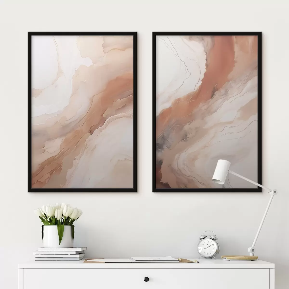 Plakāts Bēša un terakotas krāsas „Fluid Art“ slāņi d31089