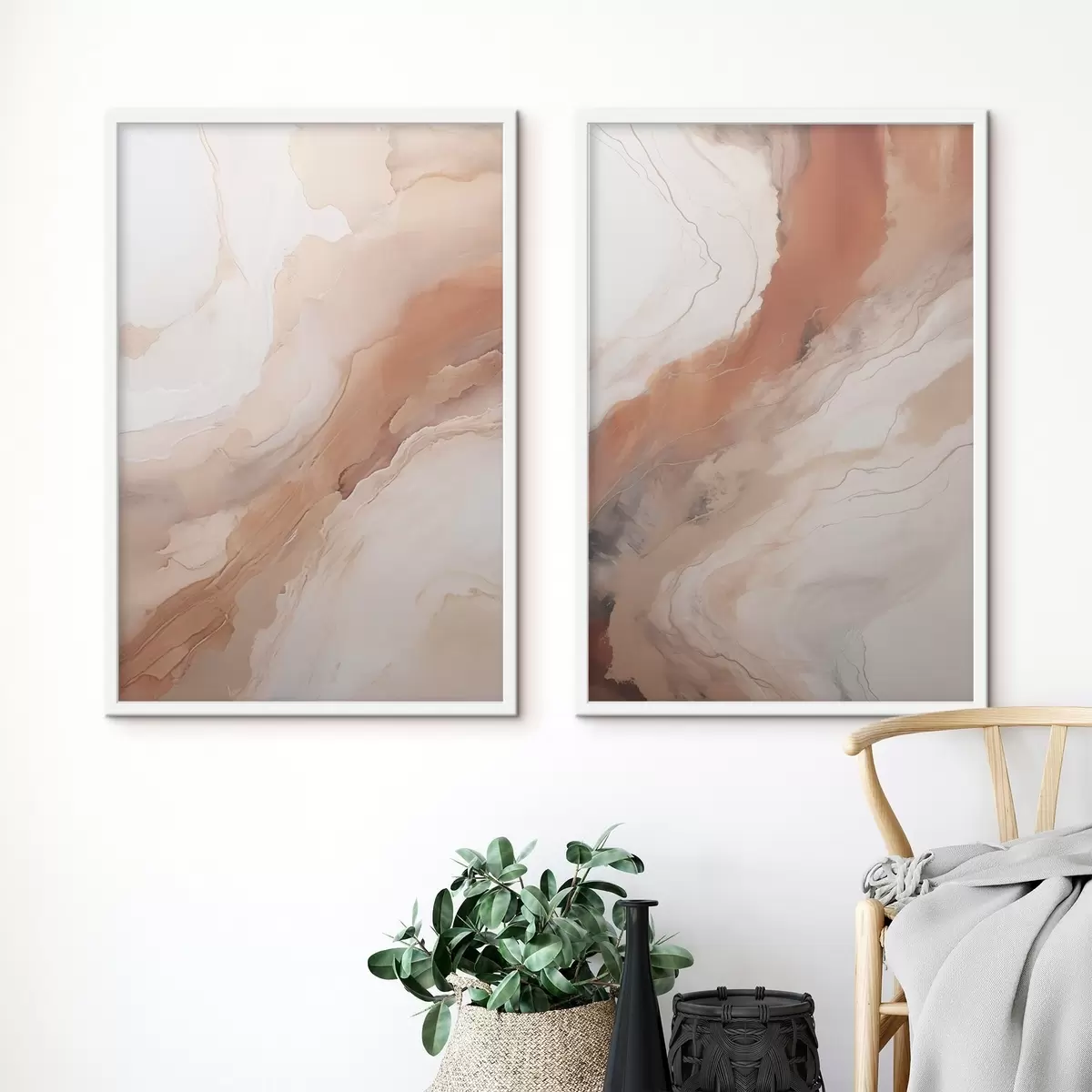 Plakāts Bēša un terakotas krāsas „Fluid Art“ slāņi d31089