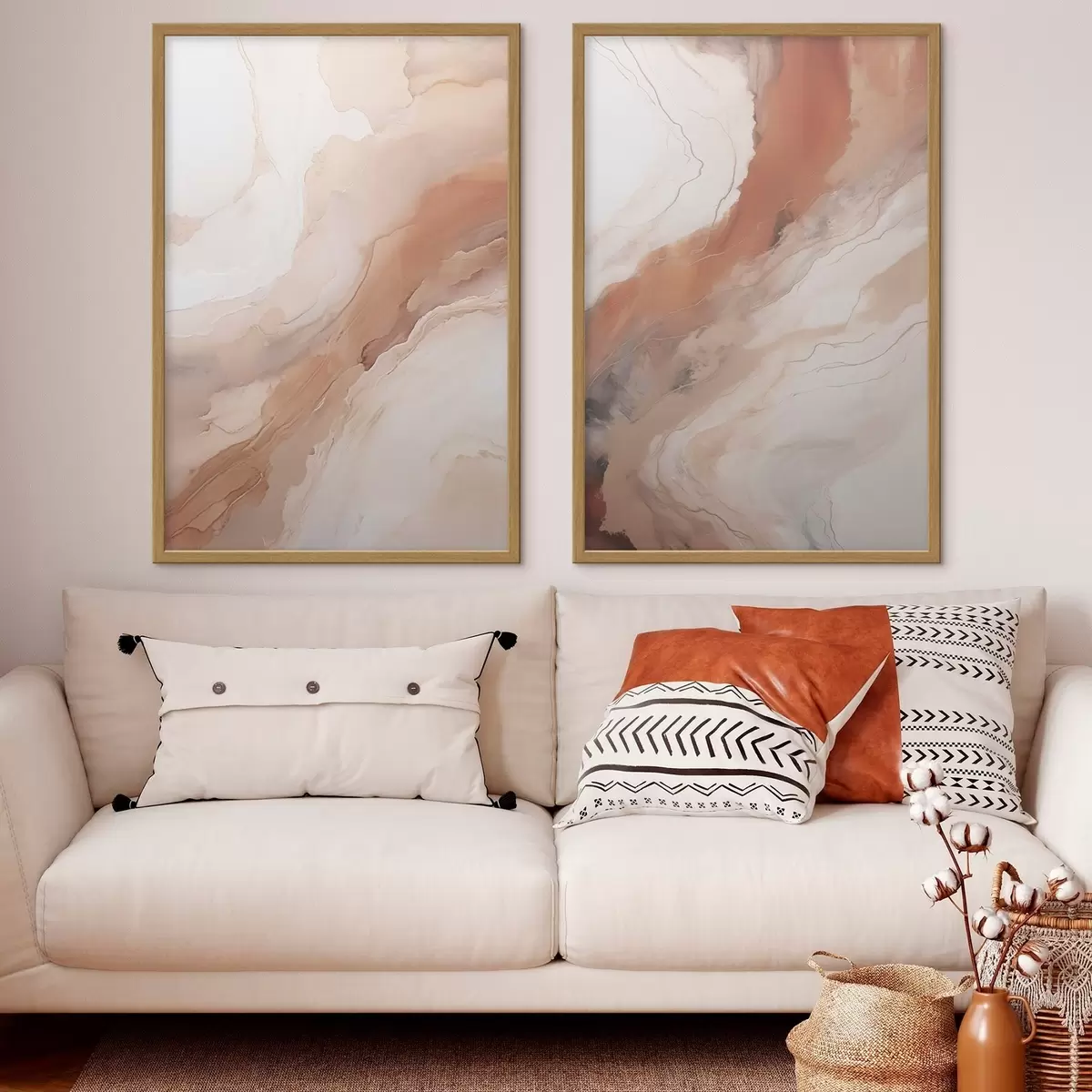Plakāts Bēša un terakotas krāsas „Fluid Art“ slāņi d31089
