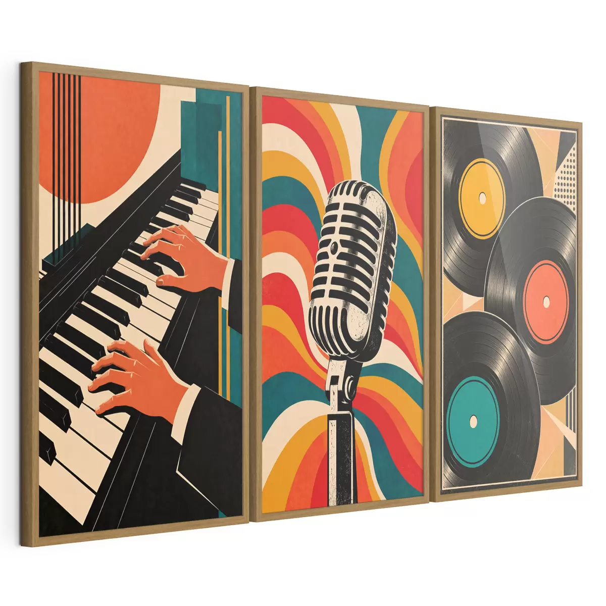 Plakāts Retro mūzikas motīvi spilgtās krāsās d31115