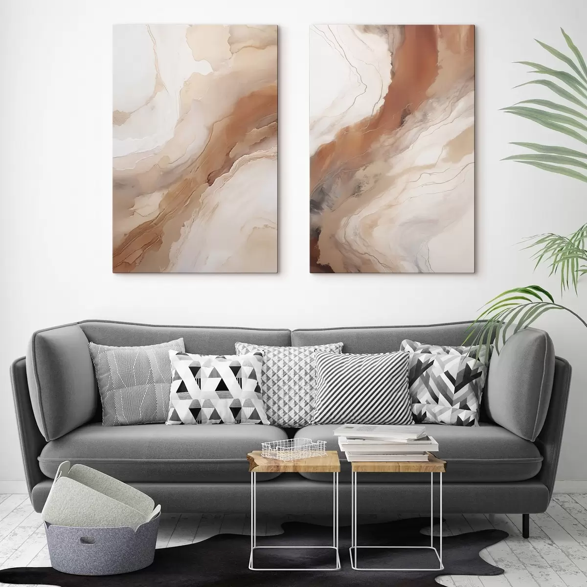 Glezna Bēša un terakotas krāsas „Fluid Art“ slāņi m31089