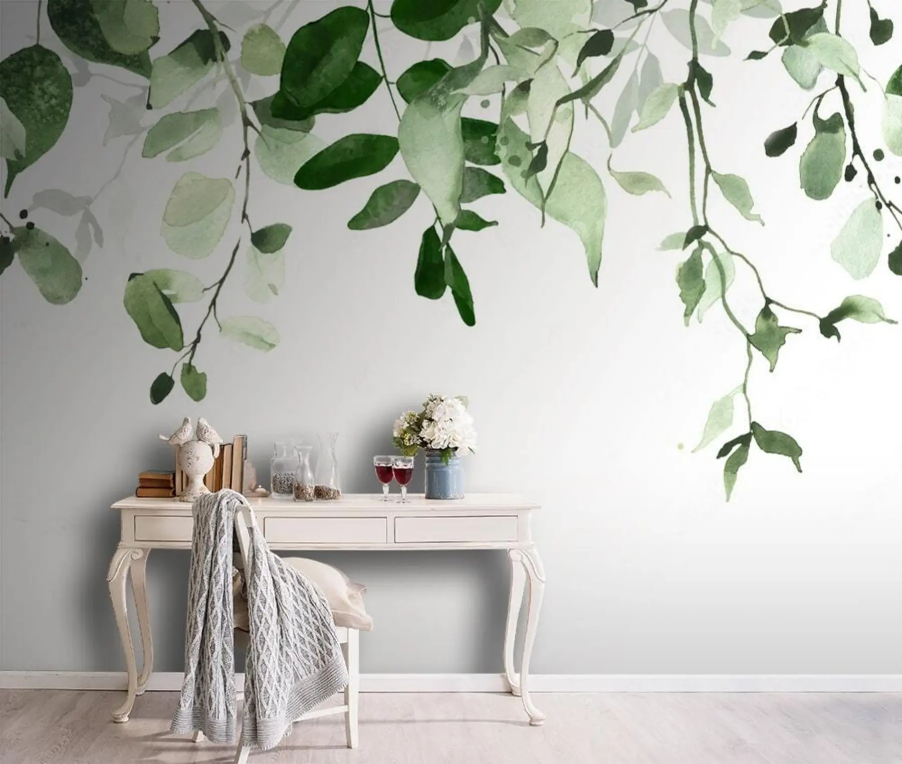 Fototapetes Akvareļu lapas un zari u72397