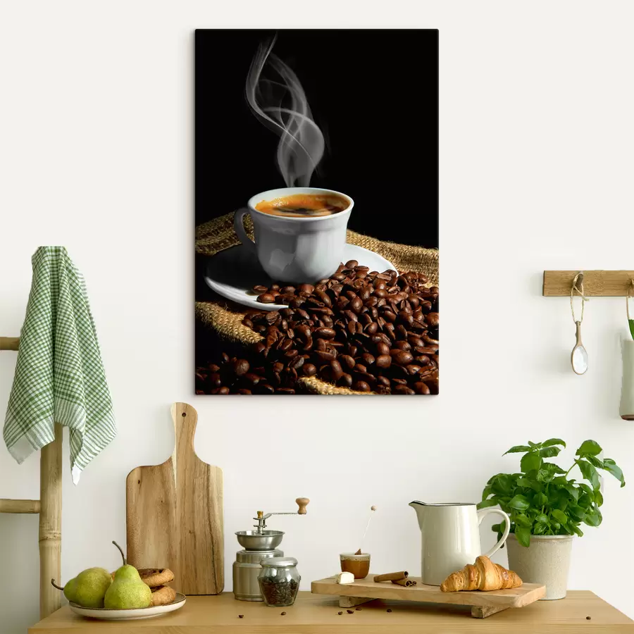 Fototapetes Pārtika, vienas izcelsmes kafija un galda piederumi s07770