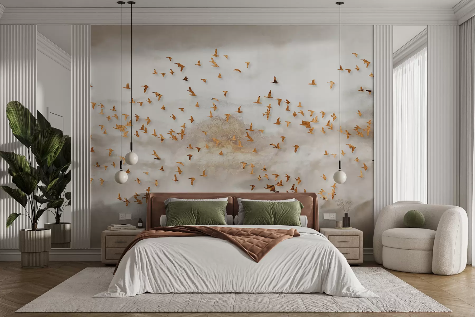 Fototapetes Putnu pulks kalnos u93537