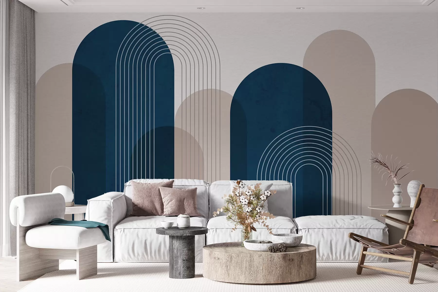 Fototapetes Abstraktas zilas un smilškrāsas arkas u73098
