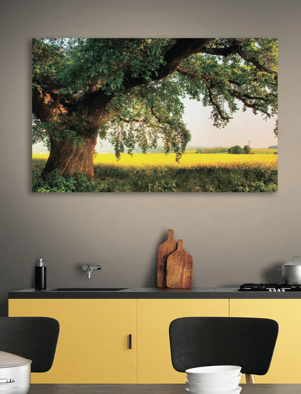 Glezna Augi, debesis un cilvēki dabā s15283