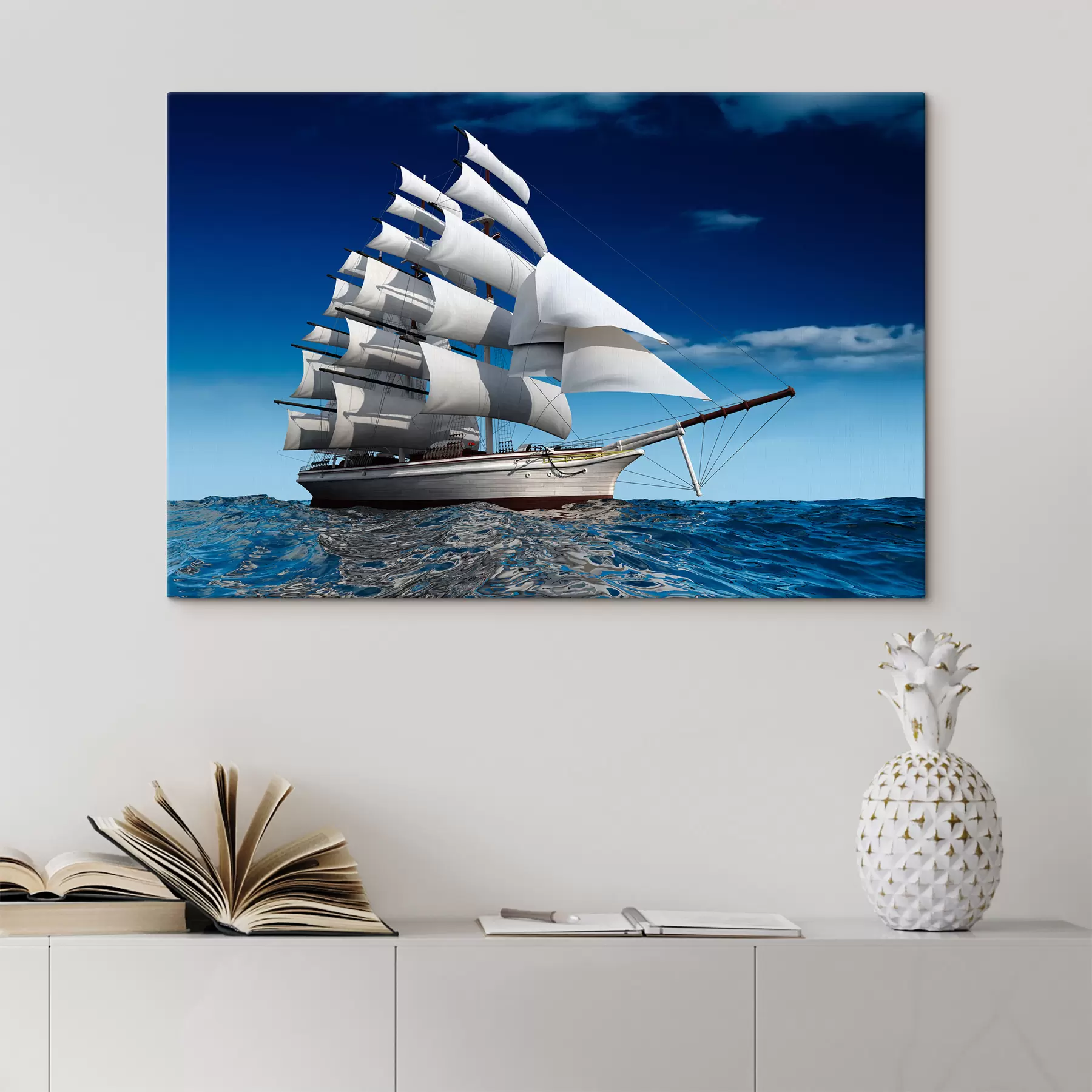 Fototapetes Ūdens, laiva un debesis s18347