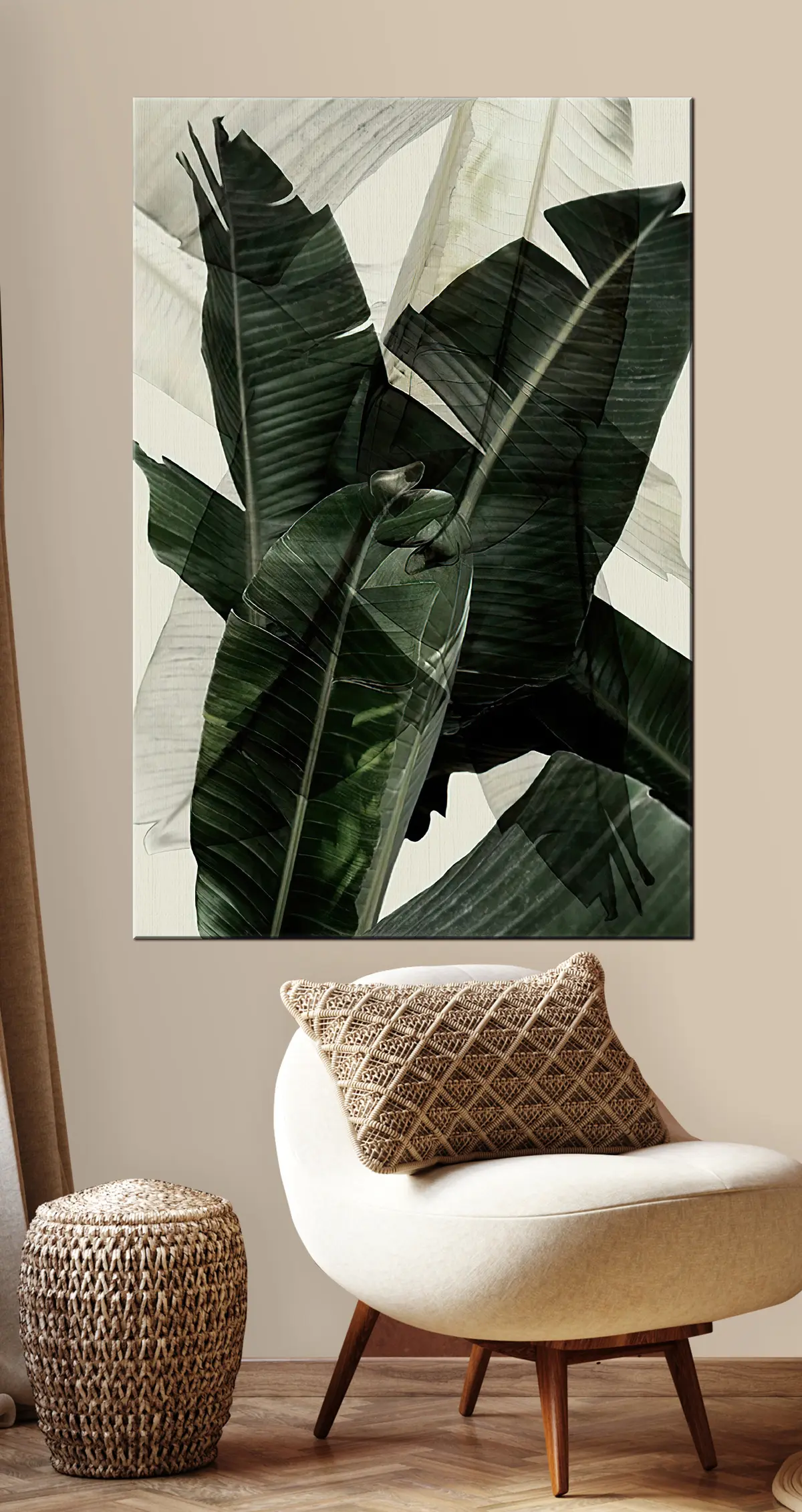 Glezna Augs, sauszemes augs un banāna lapa s21747