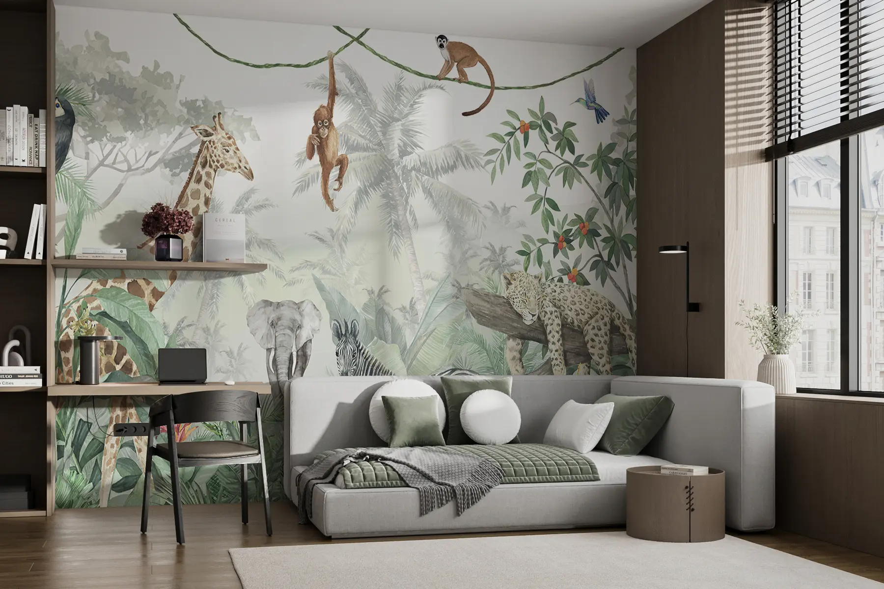 Fototapetes Džungļu panorāma ar dzīvniekiem u74709